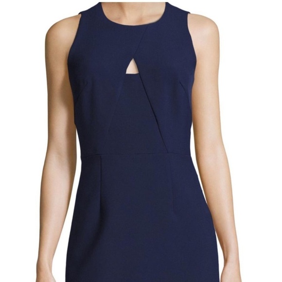 Milly Navy Blue Peephole Sleeveless Sheath Dress - Picture 2 of 11